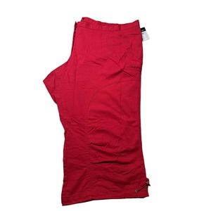 Ulla Popken Womens SZ 32 Cargo Capri Cropped Pants Red Pockets NWT Casual Nice